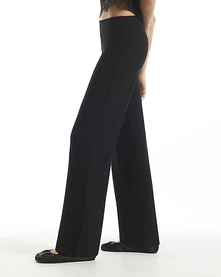 Black Knit Cosy Wide Leg Trousers