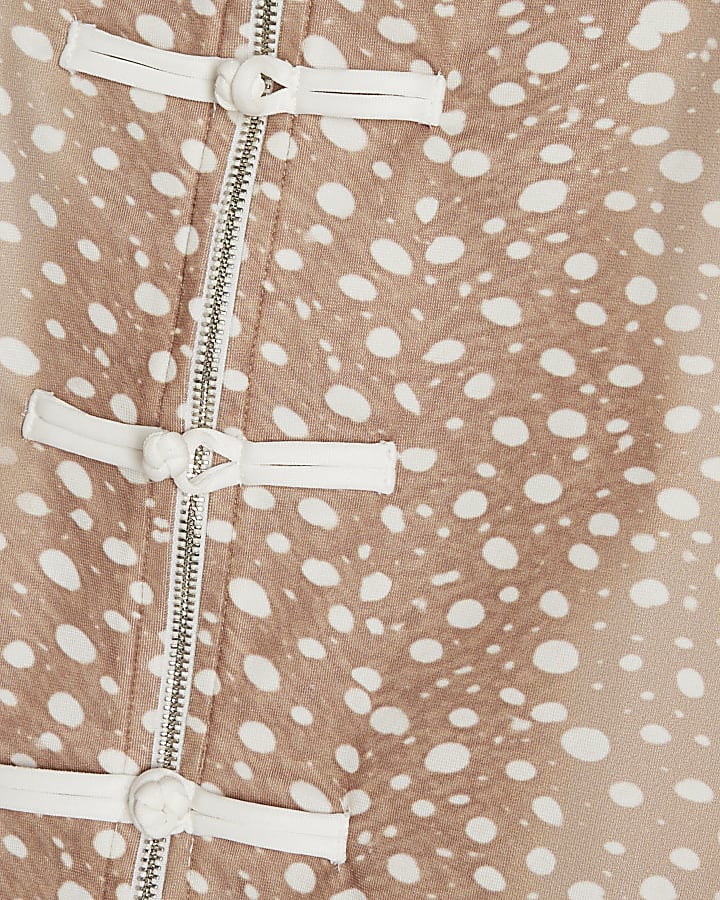 Brown Deer Print Frogging Tracksuit Jacket