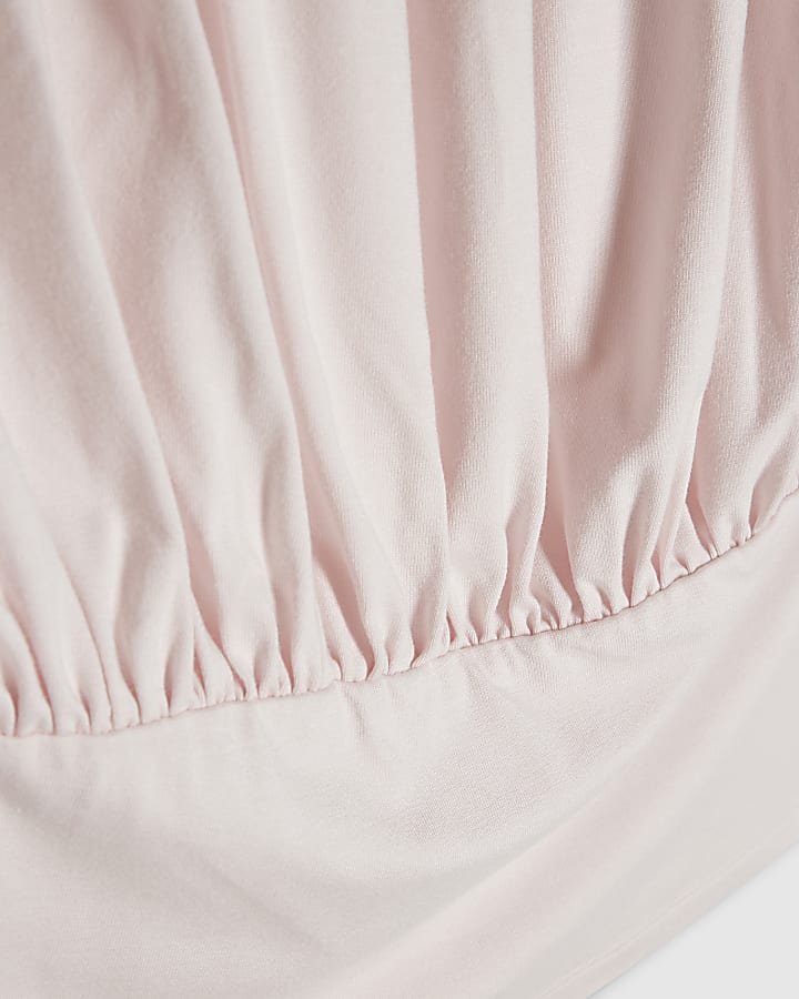 Pink Ruched Bandeau Long Sleeve Top