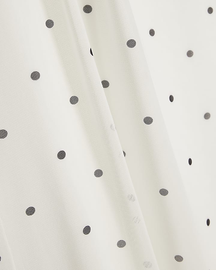 White Spot Print Mesh Maxi Skirt