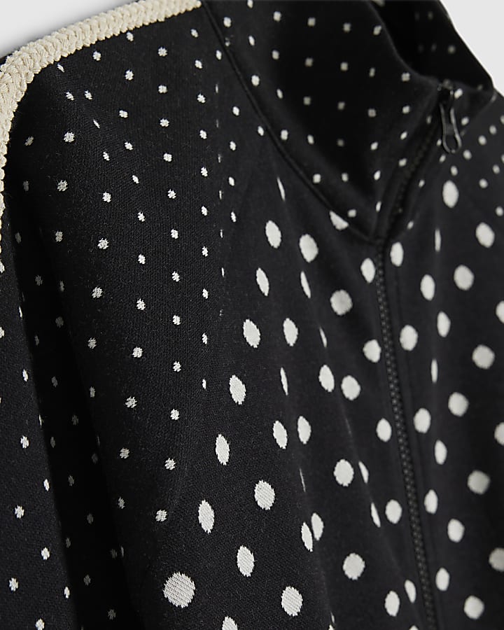 Black Polka Dot Jacquard Track Jacket