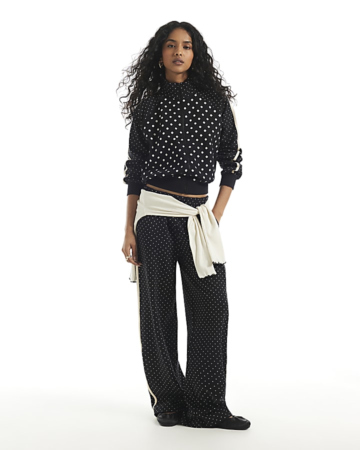 Black Polka Dot Jacquard Track Jacket