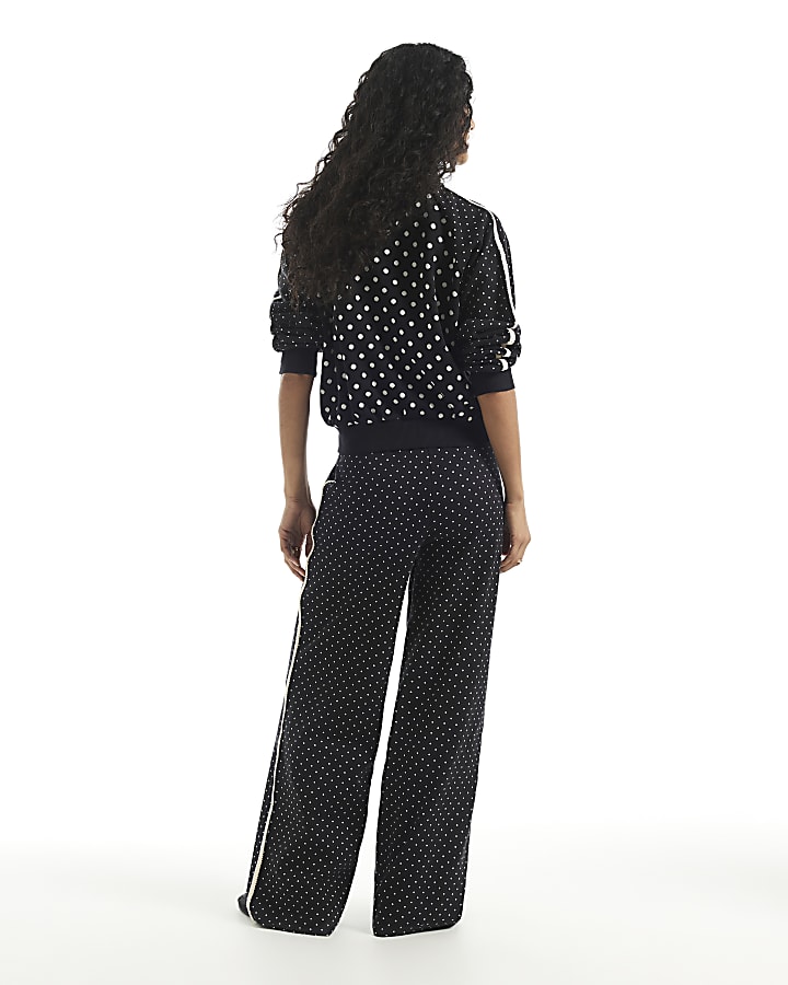 Black Polka Dot Jacquard Joggers