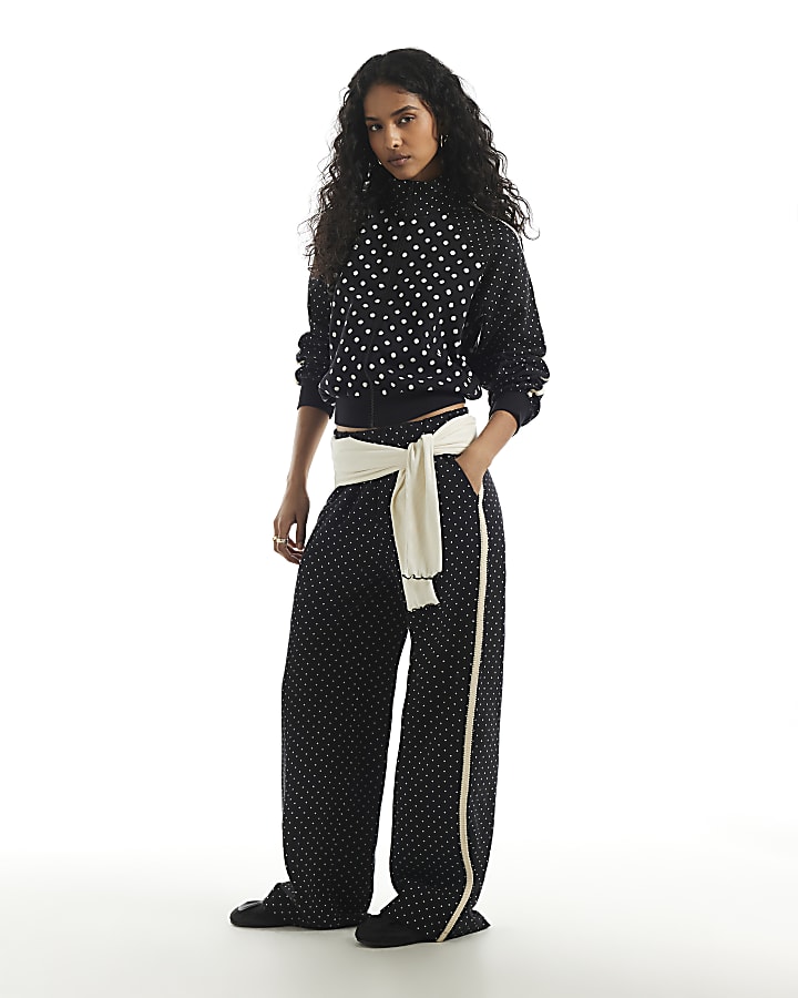 Black Polka Dot Jacquard Joggers