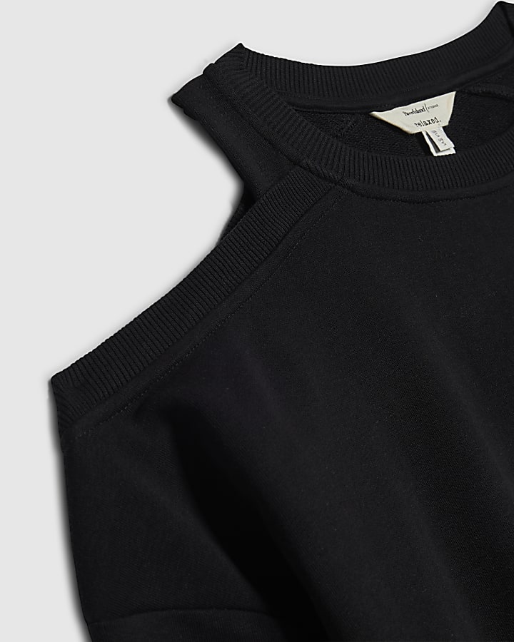 Black Cold Shoulder Sweatshirt