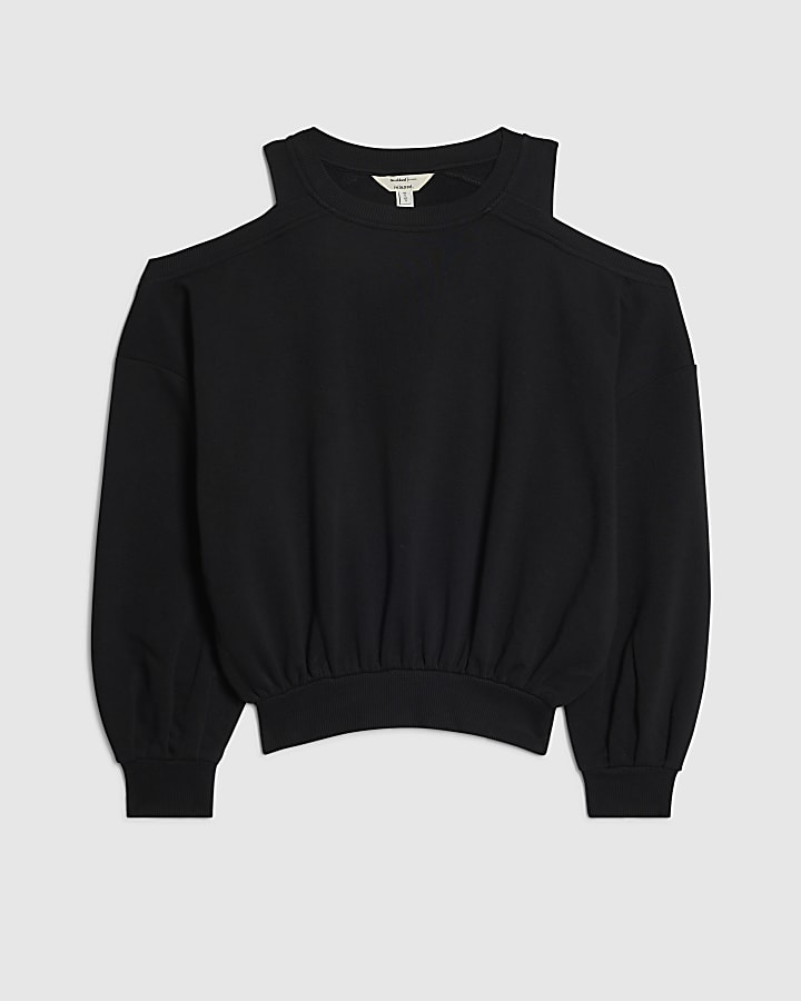 Black Cold Shoulder Sweatshirt