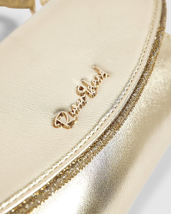 Gold Diamante Edge Soft Clutch Bag