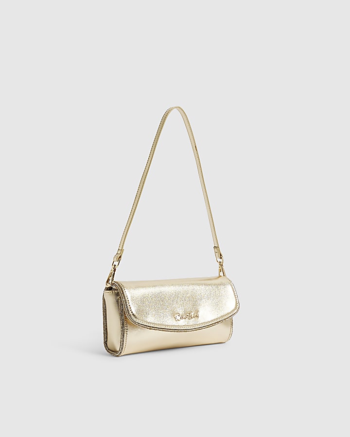 Gold Diamante Edge Soft Clutch Bag