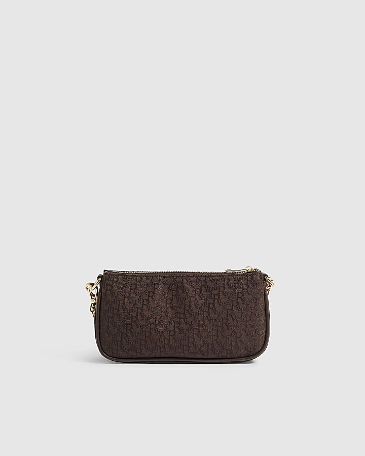 Brown Double Pochette Pouch Crossbody Bag