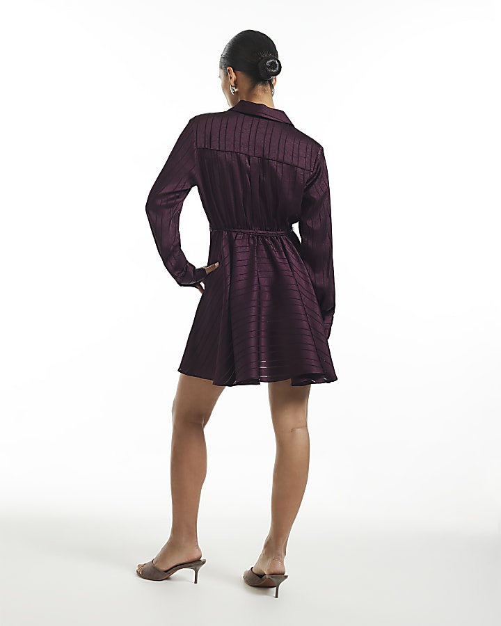 Petite Burgundy Flippy Skirt Mini Dress
