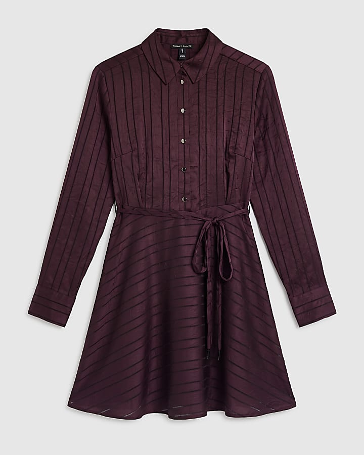 Petite Burgundy Flippy Skirt Mini Dress