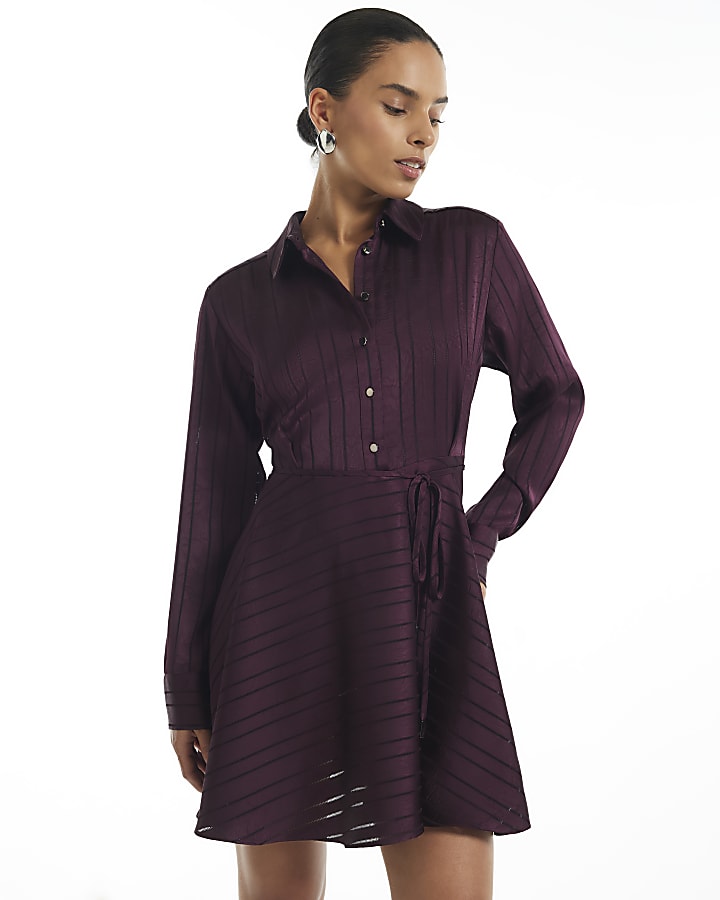 Petite Burgundy Flippy Skirt Mini Dress