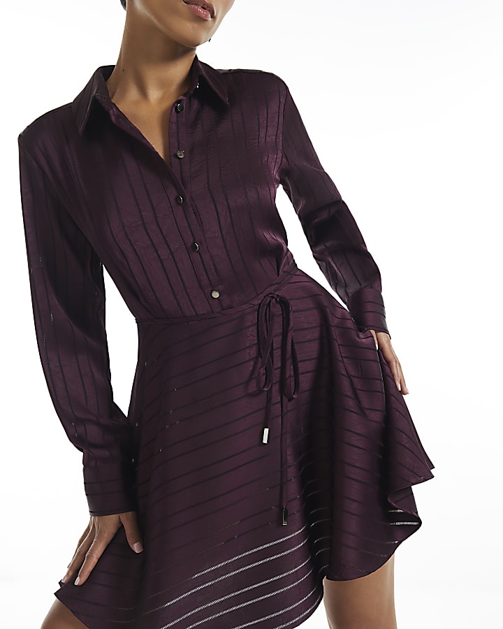 Petite Burgundy Flippy Skirt Mini Dress
