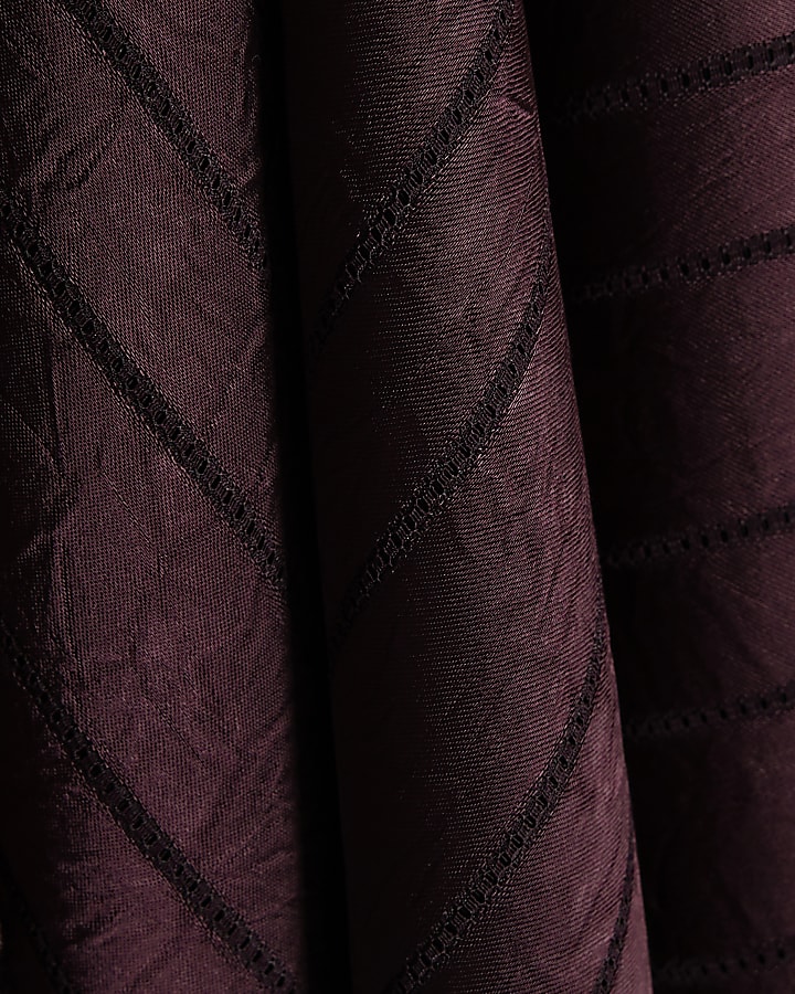 Burgundy Flippy Skirt Mini Shirt Dress