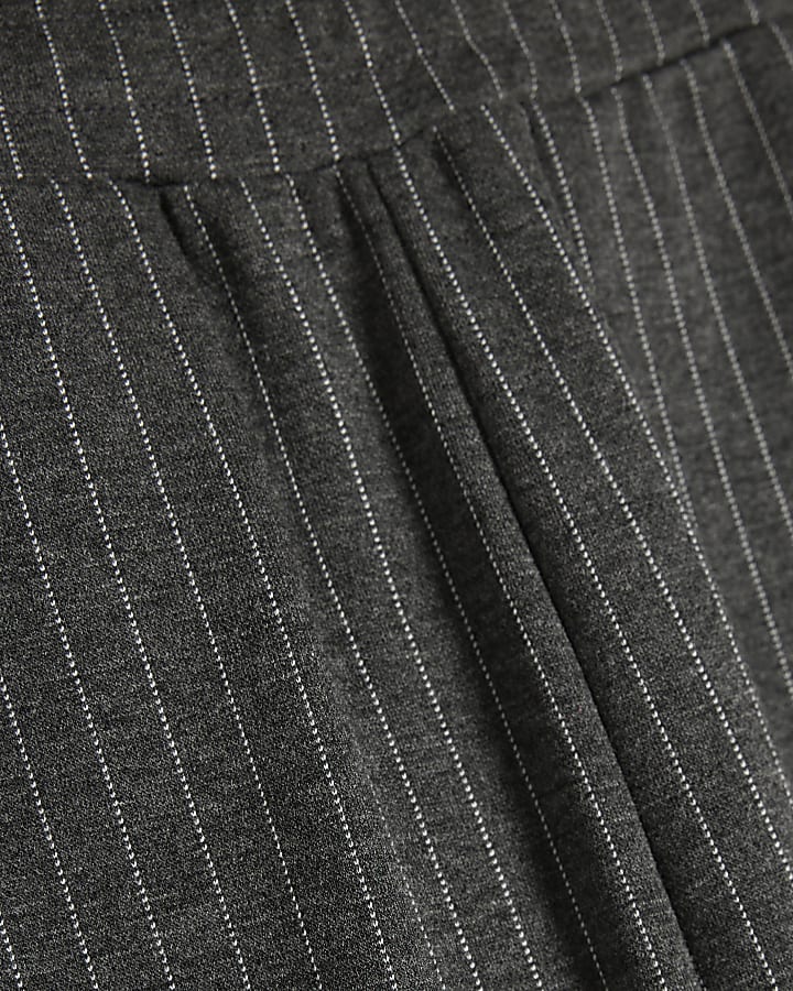 Grey Pinstripe Wide Leg Trousers