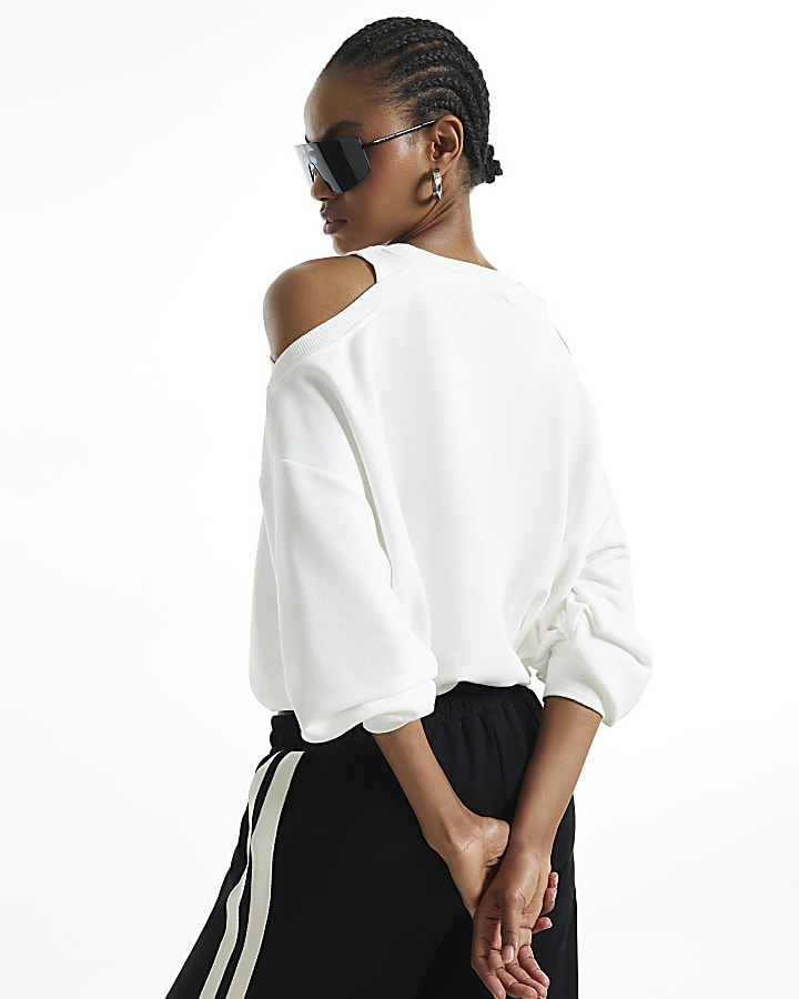 White Cold Shoulder Sweatshirt