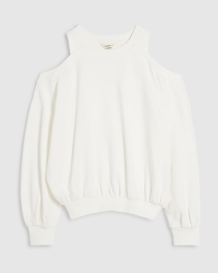 White Cold Shoulder Sweatshirt
