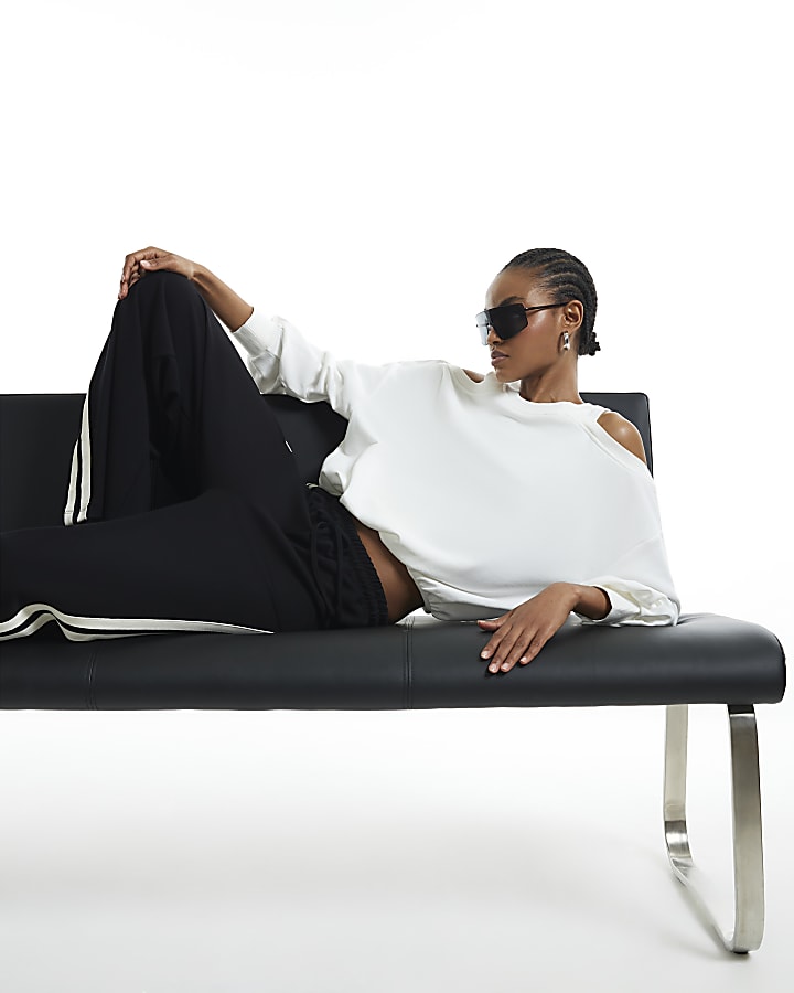 White Cold Shoulder Sweatshirt