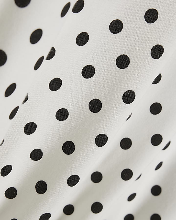 Cream Cold Shoulder Polka Dot Sweatshirt