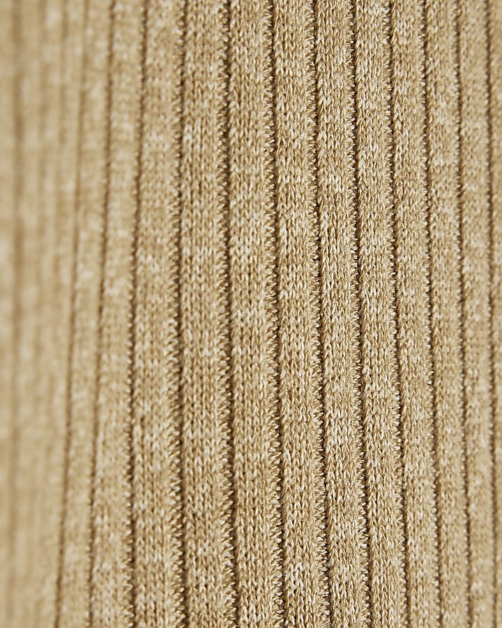 Beige Long Sleeve Zip Top