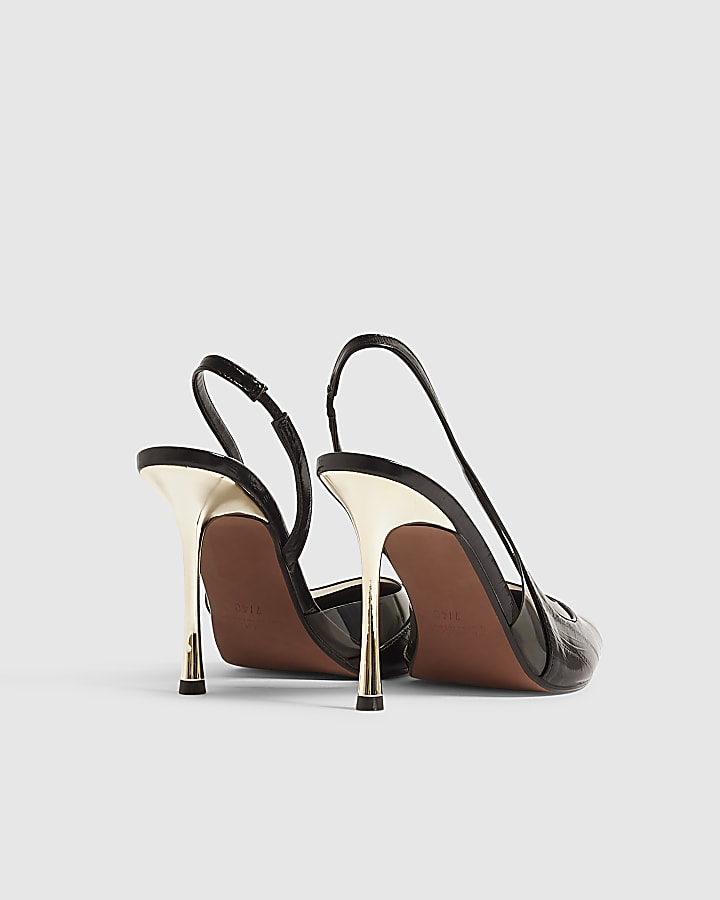 Black Stiletto Slingback Court Heels
