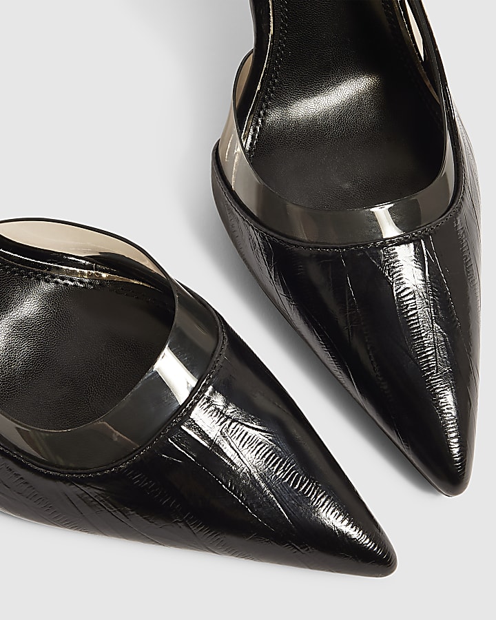 Black Stiletto Slingback Court Heels
