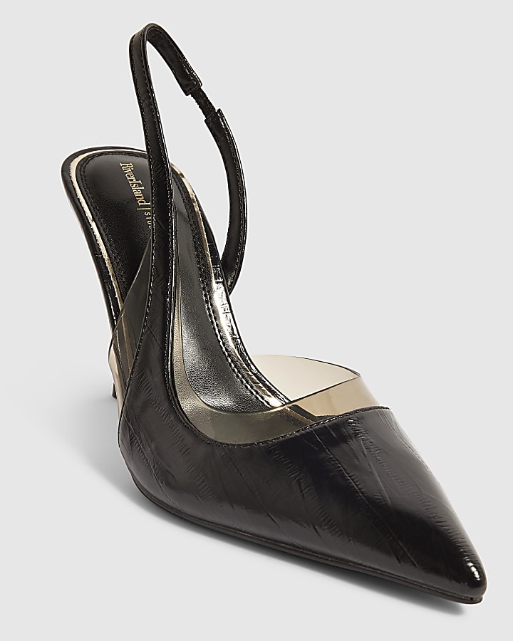 Black Stiletto Slingback Court Heels