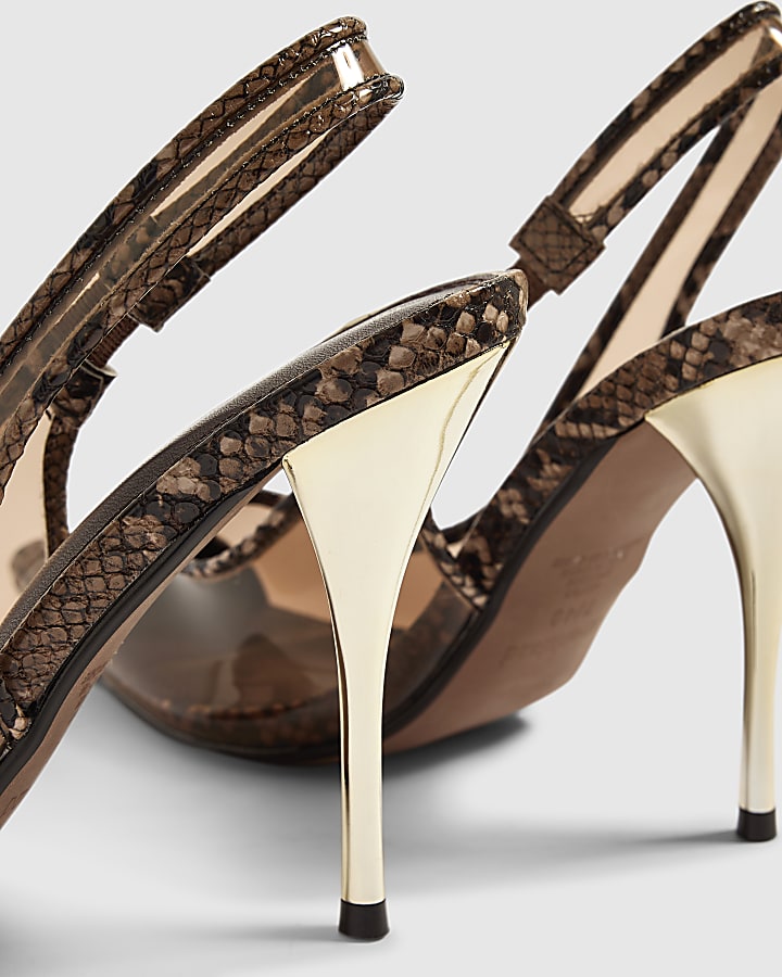 Brown Toe Cap Stiletto Slingback Court Heels