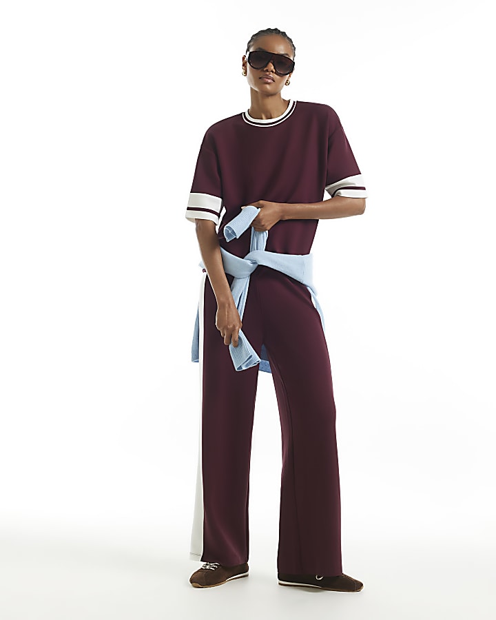 Burgundy Premium Tipped Boxy T-Shirt