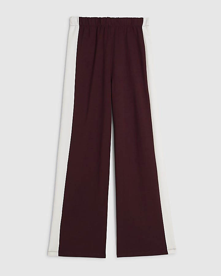 Burgundy Premium Tipped Wide Leg Joggers