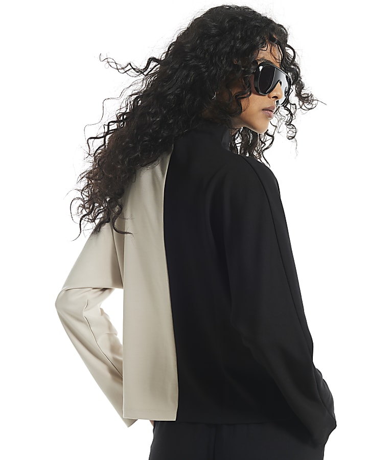 Cream Premium Long Sleeve Colour Block Top