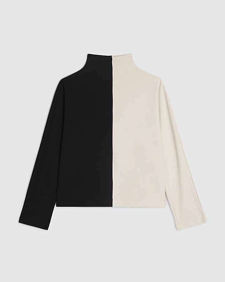 Cream Premium Long Sleeve Colour Block Top