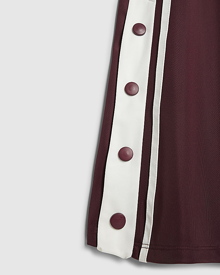 Burgundy Wide Leg Stripe Trousers