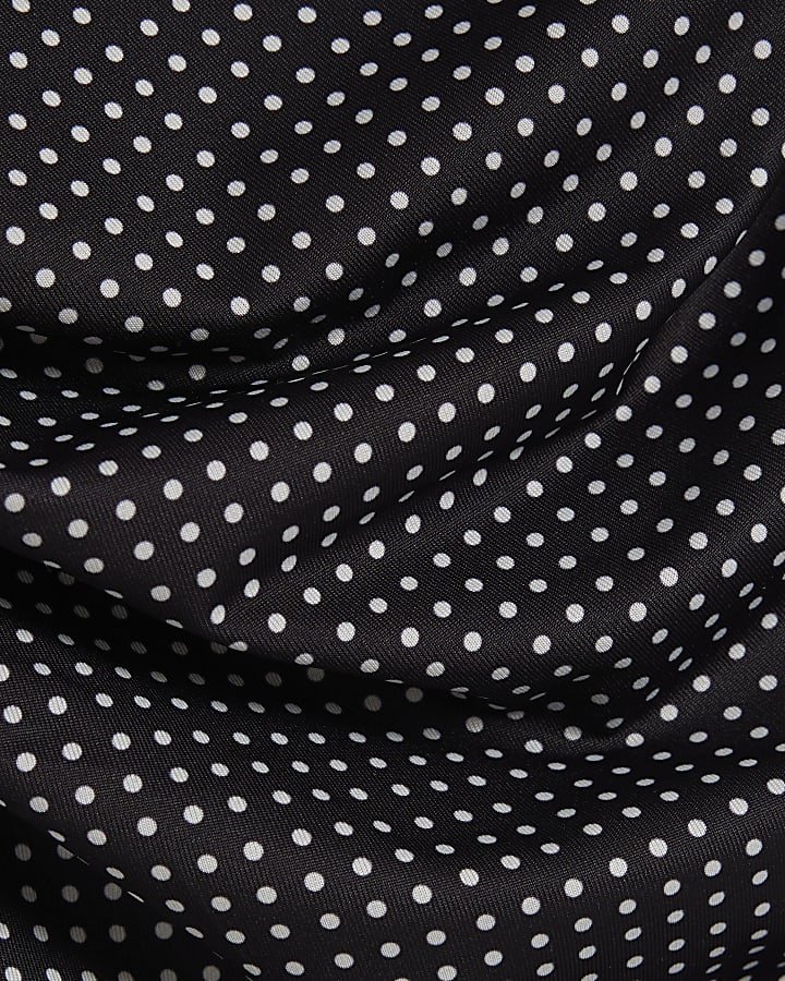 Black Spot Drape Tie Detail Top