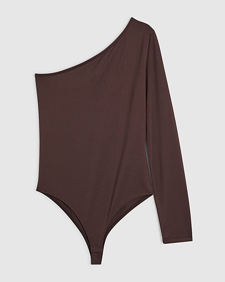 Brown One Shoulder Bodysuit