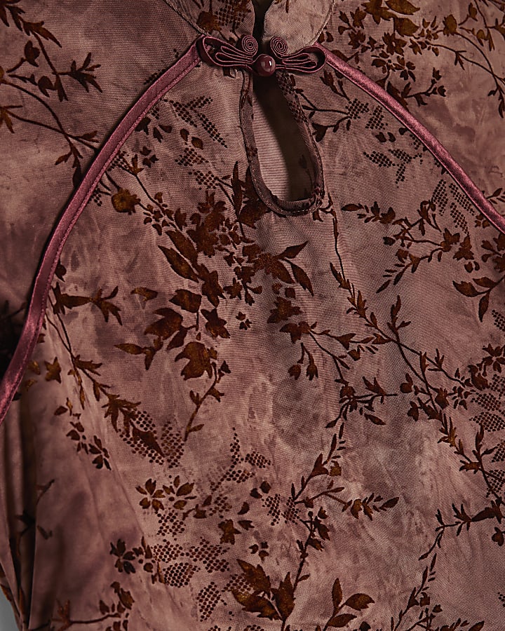 Pink Floral Devore Mini Dress