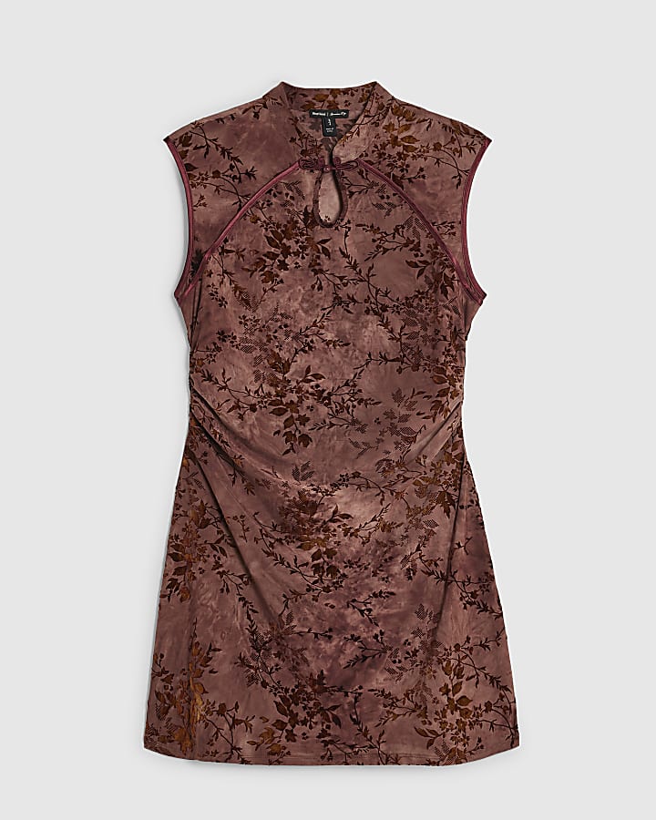 Pink Floral Devore Mini Dress