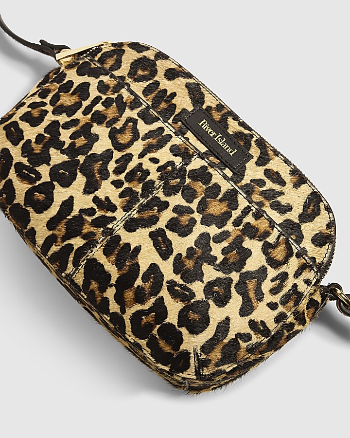 Brown Animal Print Hair On Leather Bag