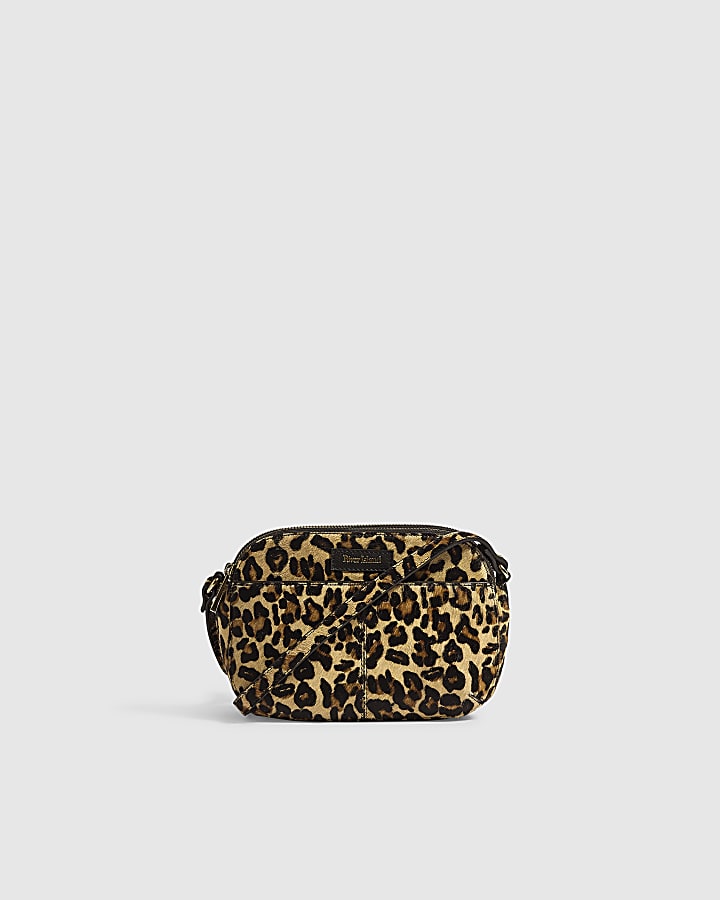 Brown Animal Print Hair On Leather Bag