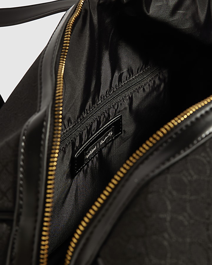 Black Jacquard Stripe Front Barrel Bag