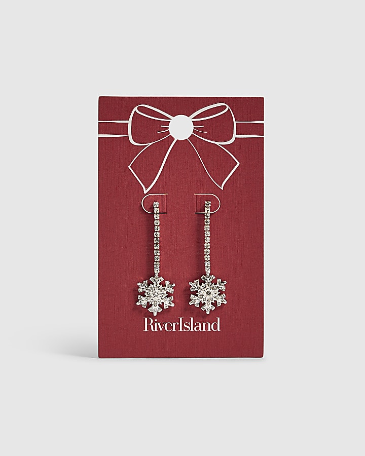 Silver Snowflake Drop Earrings