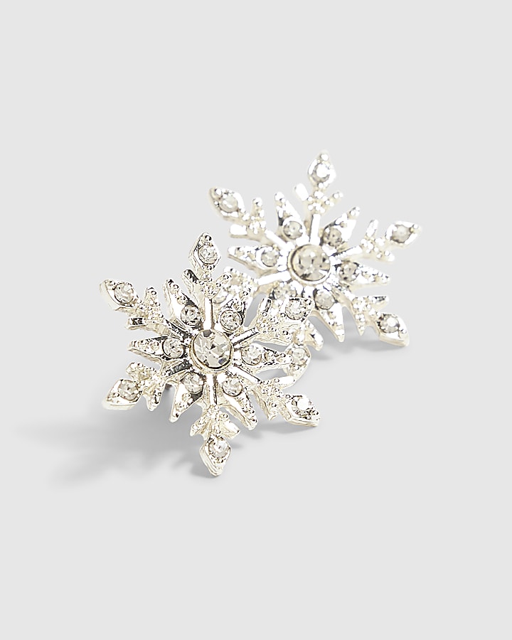 Silver Snowflake Stud Earrings
