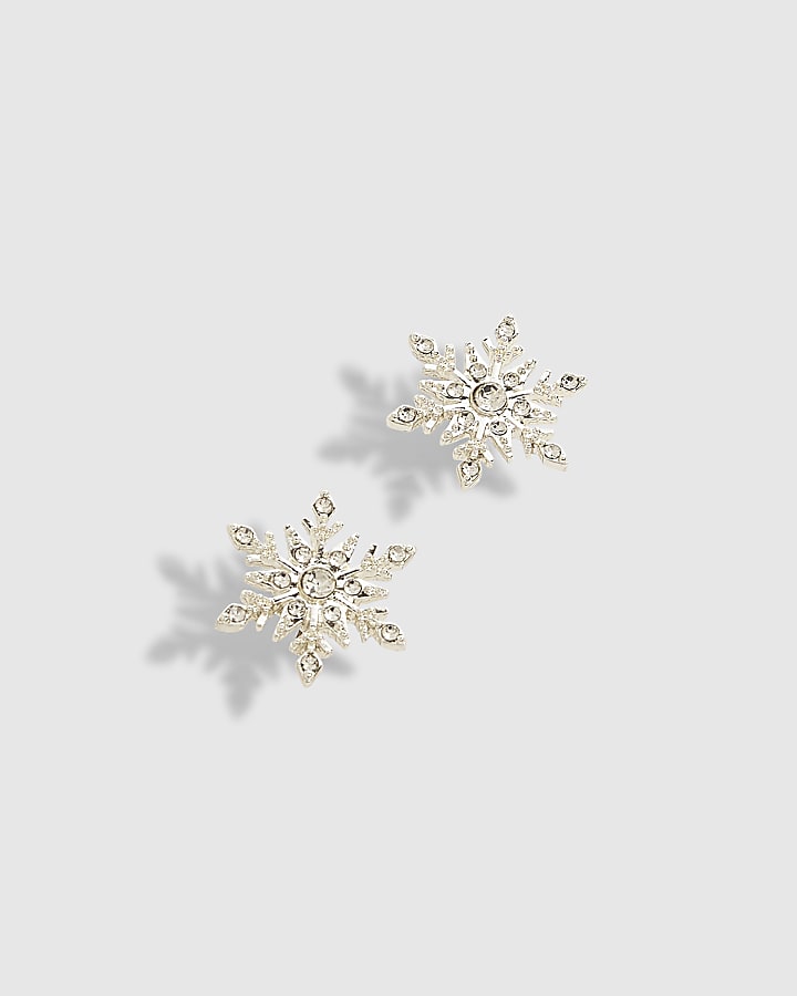 Silver Snowflake Stud Earrings