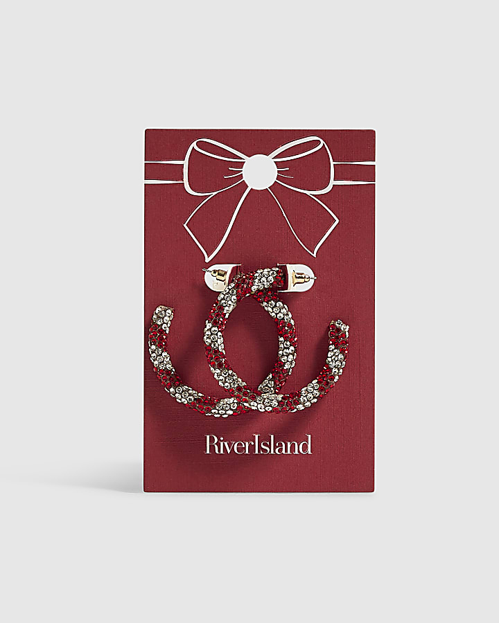Red Candy Cane Hoop Earrings