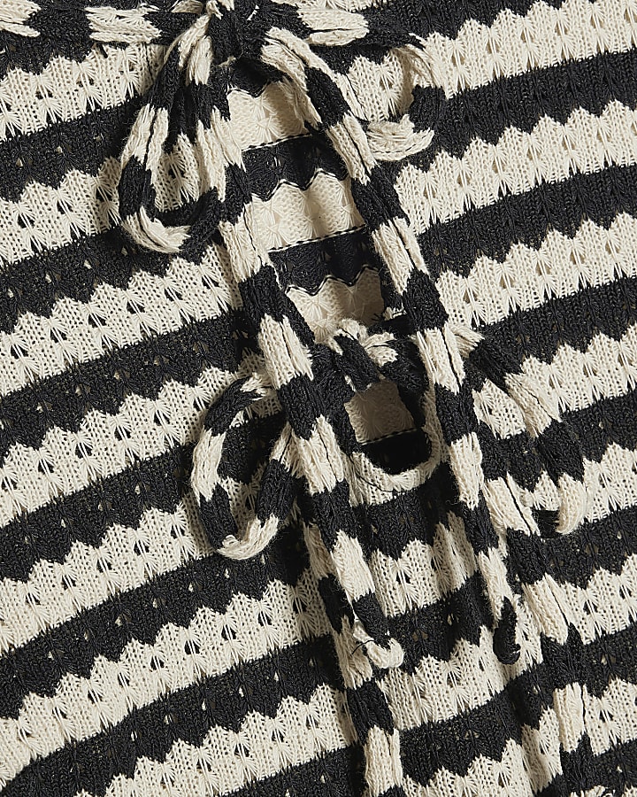 Black Stripe Crochet Mini Dress