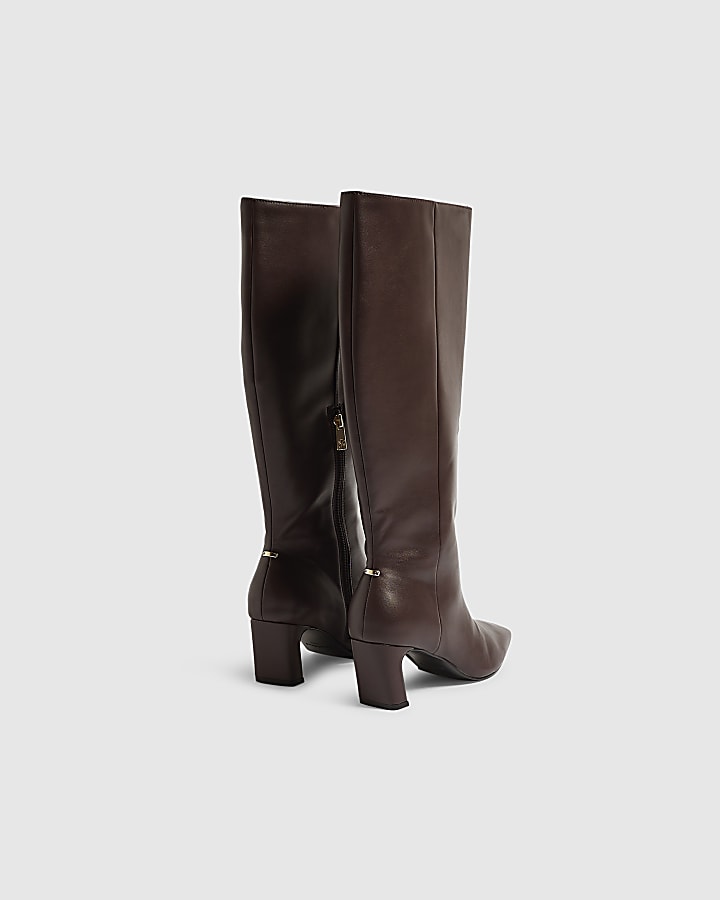 Burgundy Chisel Toe High Leg Boots