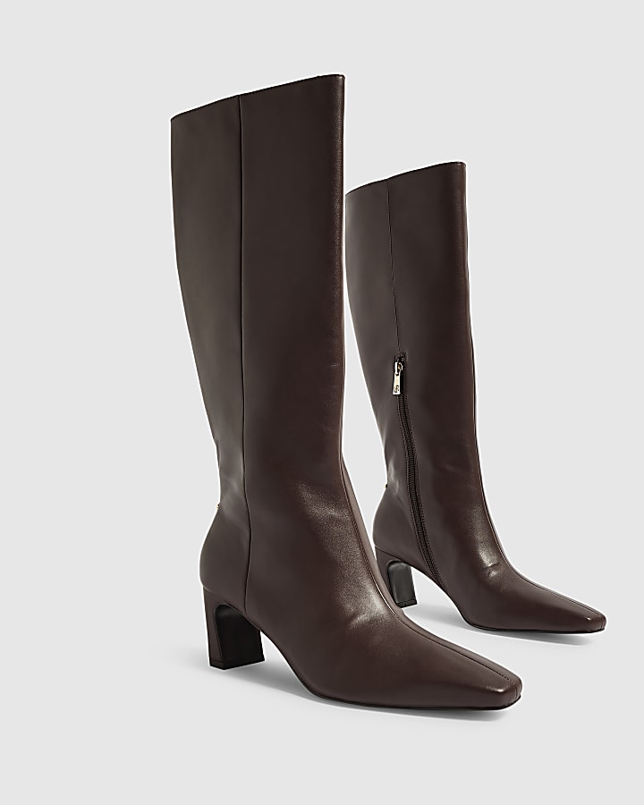 Burgundy Chisel Toe High Leg Boots