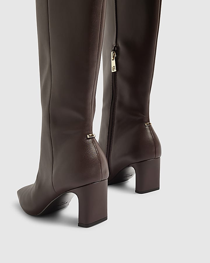Burgundy Chisel Toe High Leg Boots
