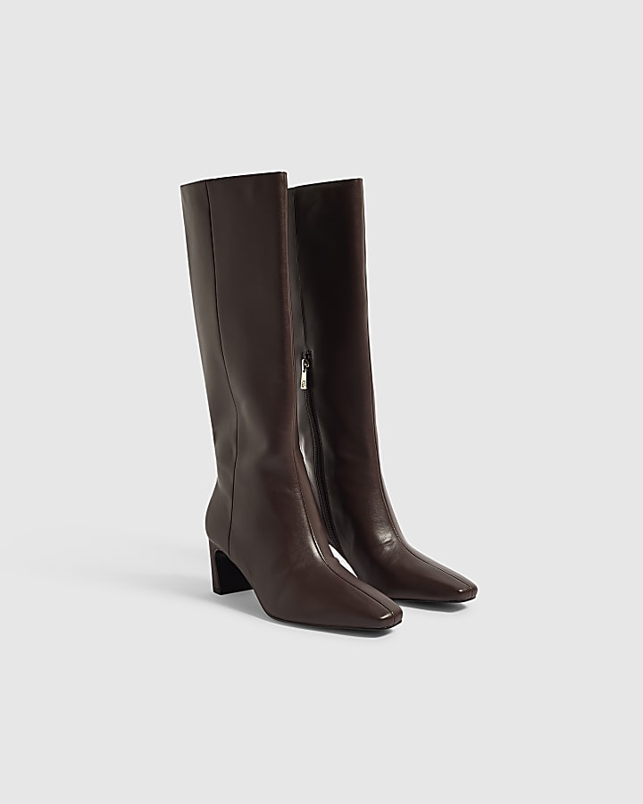 Burgundy Chisel Toe High Leg Boots