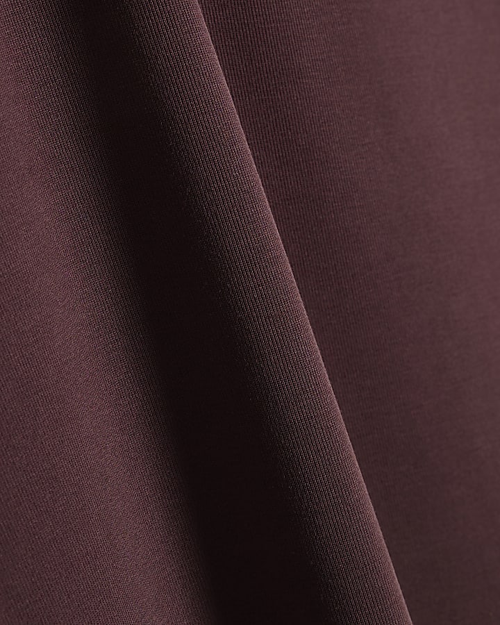 Burgundy Crew Neck Midi Dress